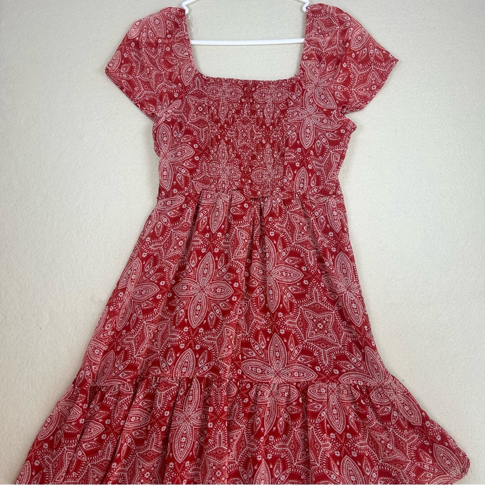 Red Paisley Dress with Button Detail Live to be Spoiled - Picture 5 of 5